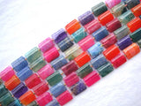 Rainbow Veins Agate Flat Tube 13*18mm Loose Beads DIY Jewelry Making