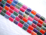 Rainbow Veins Agate Flat Tube 13*18mm Loose Beads DIY Jewelry Making