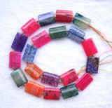 Rainbow Veins Agate Flat Tube 13*18mm Loose Beads DIY Jewelry Making