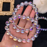Rainbow Quartz Clear Round Beads Bracelet 8mm 10mm Women Stretch AAAAAA