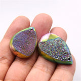 Rainbow Agates Druzy Geode Pendant Water Drop Stone Necklace