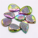 Rainbow Agates Druzy Geode Pendant Water Drop Stone Necklace