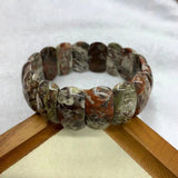 Rainforest Agate Beads Bracelet Natural Gemstone Bangle for Woman Man