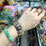 Rainforest Agate Beads Bracelet Natural Gemstone Bangle for Woman Man