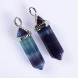Natural Rainbow Purple Fluorite Gemstone Healing Point Pendant
