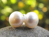 Natural 11-12mm Pearl 925 Silver Stud Earrings