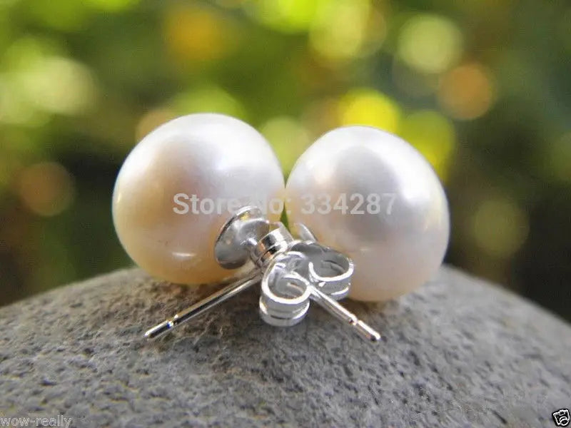 Natural 11-12mm Pearl 925 Silver Stud Earrings