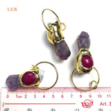 Raw Amethyst Crystal Pendant Clear Quartz Plated Bar Charm Necklace Purple Gems