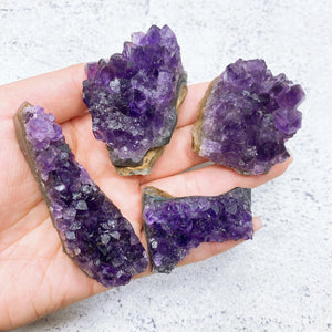 Raw Amethyst Geode Cluster Purple Crystal Quartz Stone Wand Point Energy Healing