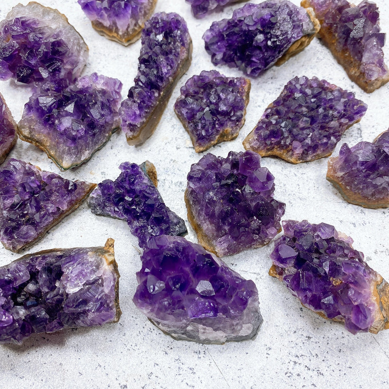 Raw Amethyst Geode Cluster Purple Crystal Quartz Stone Wand Point Energy Healing