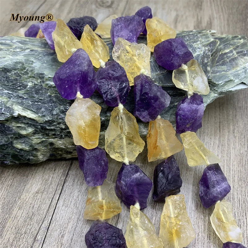 Raw Amethysts Citrines DIY Necklace Bracelet Earrings Beads