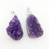 Raw Amethysts Geode Drusy Pendant Purple Crystal Druzy Charms