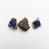 Raw Amethysts Quartz Purple Crystal Cluster Healing Stones Necklace Pendants