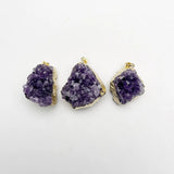 Raw Amethysts Quartz Purple Crystal Cluster Healing Stones Necklace Pendants