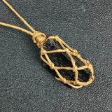 Raw Tourmaline Healing Crystal Pendant Necklace with Rope 20-35mm