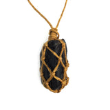 Raw Tourmaline Healing Crystal Pendant Necklace with Rope 20-35mm