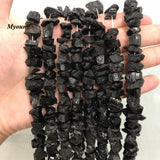 Raw Tourmaline Jet Stone Gravel Beads for DIY Jewelry Making