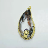 Geode Druzy Slice Stone Pendant for Jewelry Making Agate Flat Pendant 5pc