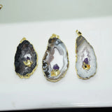 Geode Druzy Slice Stone Pendant for Jewelry Making Agate Flat Pendant 5pc