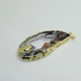 Geode Druzy Slice Stone Pendant for Jewelry Making Agate Flat Pendant 5pc