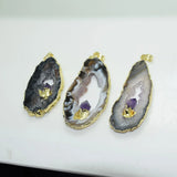 Geode Druzy Slice Stone Pendant for Jewelry Making Agate Flat Pendant 5pc