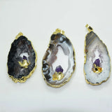 Geode Druzy Slice Stone Pendant for Jewelry Making Agate Flat Pendant 5pc