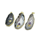 Geode Druzy Slice Stone Pendant for Jewelry Making Agate Flat Pendant 5pc