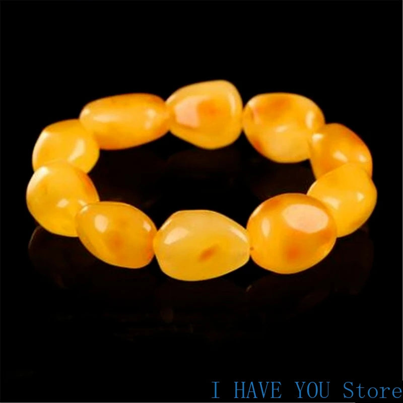 Raw Mineral Beeswax Amber Bracelet for Men and Women