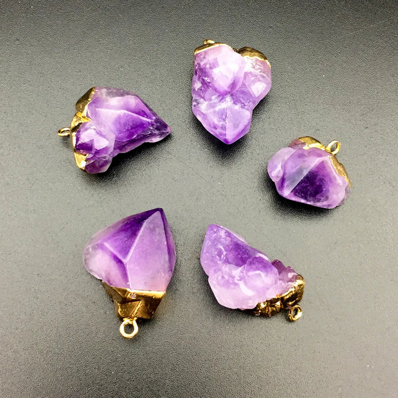 Amethyst Raw Ore Pendant Healthy Reiki Anti Fatigue Crystal Necklace