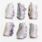 Raw Amethyst Sheet Crystal Pendant Necklace 4Pcs