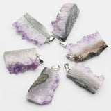 Raw Amethyst Sheet Crystal Pendant Necklace 4Pcs