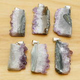 Raw Amethyst Sheet Crystal Pendant Necklace 4Pcs