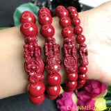 Natural Raw Ore Cinnabar Bracelet Men and Women Carved Cinnabar Hand String