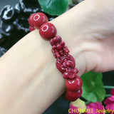 Natural Raw Ore Cinnabar Bracelet Men and Women Carved Cinnabar Hand String