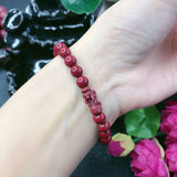Natural Raw Ore Cinnabar Bracelet Men and Women Carved Cinnabar Hand String