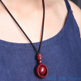 Raw Cinnabar Pendant Luck Turns Necklace Exorcism