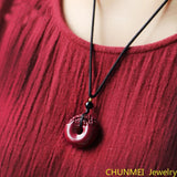Raw Cinnabar Safety Buckle Pendant Necklace Hand Engraving