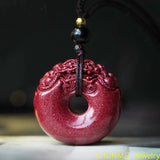 Raw Cinnabar Safety Buckle Pendant Necklace Hand Engraving