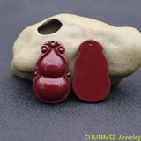Natural Cinnabar Gourd Pendant Necklace