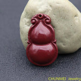 Natural Cinnabar Gourd Pendant Necklace