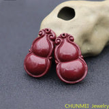 Natural Cinnabar Gourd Pendant Necklace