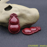 Natural Cinnabar Gourd Pendant Necklace