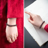 Natural Raw Ore Cinnabar Bracelet Birth Year Charm Buddha Beads Lucky Bracelet
