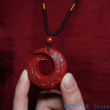 Raw Vermilion Pendant, Natural Stone Necklace