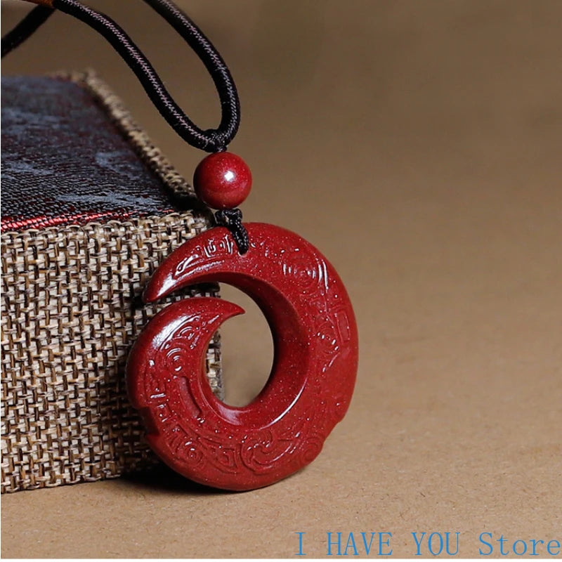 Raw Vermilion Pendant, Natural Stone Necklace