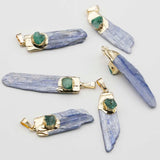 Green Agate Crystal Strip Pendants for DIY Jewelry 8Pcs