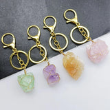 Raw Stone Crystal Keychain Amethyst Rose Quartz Healing Crystals