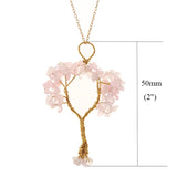 Tree of Life Raw Stone Handcrafted Necklace Metal Wrapped