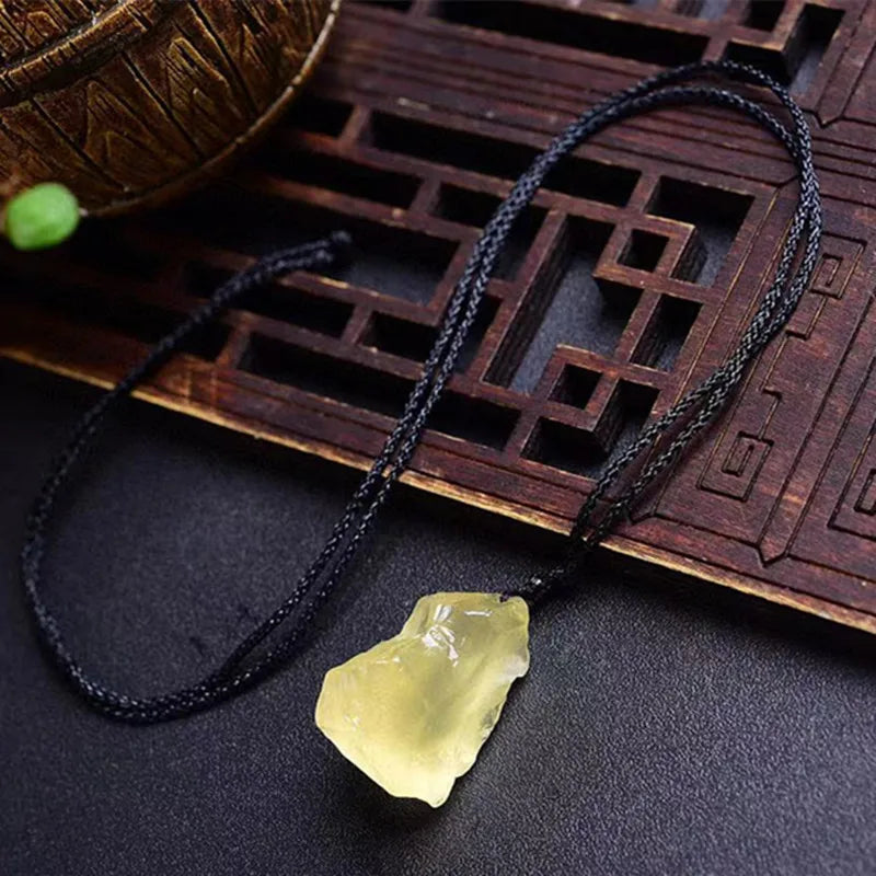 Raw Yellow Quartz Crystal Rough Stone Healing Citrine Pendant