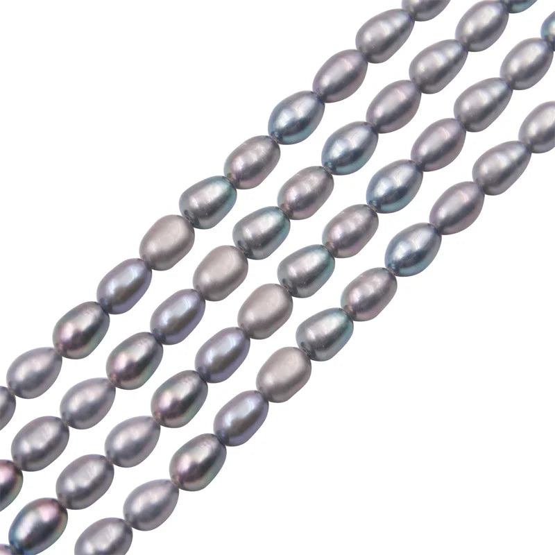 Grey Pearl Beads Plated Oval 3-5mm for Jewelry Making